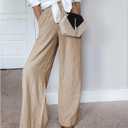 Duyang Womens Cotton Linen Palazzo Pants Drawstring Elastic Waist Casual Wide Leg Trousers with Pockets (XS)