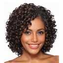 XIUFAXIRUSI XIUFAXIRUSI Short Curly Afro Wigs for Black Women Mixed Brown Kinky Curly Bob Wig with Side Bangs African American Synthetic Full Hair Wig