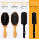 Belula 100% Soft Boar Bristle Round Brush for Blow Drying Set. Round Hair Brush With Medium 2.1 Wooden Barrel. Hairbrush Ideal to Add Volume and Body. Free 3 x Hair Clips & Travel Bag.