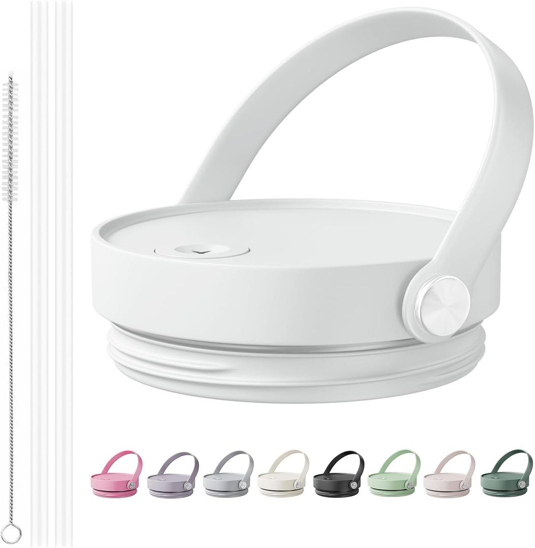 CHEETAH 40 oz Replacement Lid for Stanley Cup,Compatible with Stanley Quencher H2.0 FlowState Tumbler,with Easy Carry Soft Silicone Handle and Straws,Insulated Plastic Spill Leak Proof Lid (Frost)