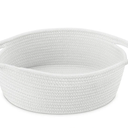 Small Baskets with Handles - Decorative Durable Rope Woven Shelf Storage Organizer Bin, White