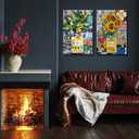 Framed Set of 2 Fashion Modern Graffiti Wall Art Colorful Street Art Canvas Painting - Perfume Bottle Posters Banksy Colorful Print Pop Art Pictures Wall Decor 16"*24"*2