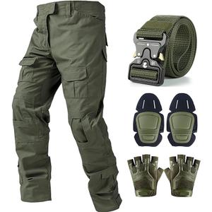 Tactical Pants,Combat Pants with Knee Pads Belt Gloves,Camo Pants for Men, Men's Military Airsoft