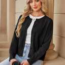 Dokuritu Cardigans for Women Long Sleeve Crew Neck Lightweight Button Down Fall Knit Sweater Cardigan Y2k Open Front Top (Black, S)