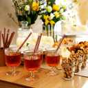 Domensi 100 Pcs Plastic Straws Disposable Drinking Plastic Straws Reusable Striped Flag Summer Party Supplies for Birthday Decoration (Wood Grain)