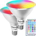 2 Pack PAR38 Flood Light Bulbs Outdoor 30W, LED Color Changing Spotlight Waterproof, 100W Equivalent, Timing, Remote, RGB Porch Light E26 for Holiday Halloween Christmas Party Decoration