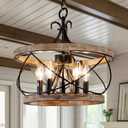 20'' Farmhouse Chandelier, 5-Light Dining Room Light Fixtures Over Table Rustic for Entryway Foyer Bedroom Living Room