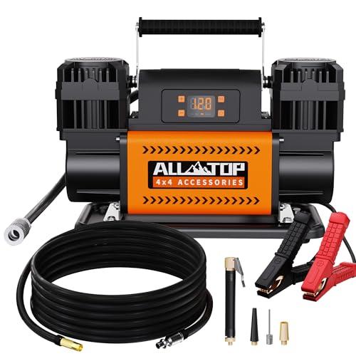 ALL-TOP 12V Air Compressor w/ LCD Control Panel to Preset Target Pressure, 150PSI 12.35CFM Air Pump Inflator for Overland (Dual Cylinder)
