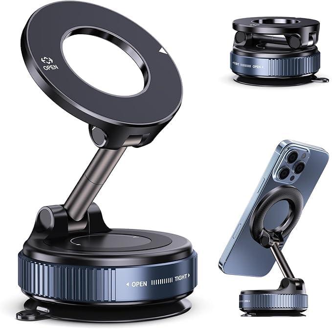 2026 Upgraded Magnetic Car Phone Mount  70-Pound Ultra-Strong Vacuum Suction Cup, 360 Rotation, Suitable for Cars/Gyms/Mirrors/Smooth Surfaces, Compatible with iPhone, Android, and All Smartphones