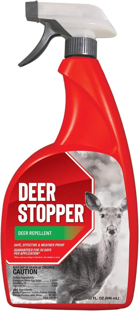 Deer Stopper, Liquid Animal Stopper Repellent, All Natural, Effective All Year Round, Safe for People and Pets, No Harsh Chemicals, Ready to Use, Deer & Moose Repellent - 32 oz. Trigger