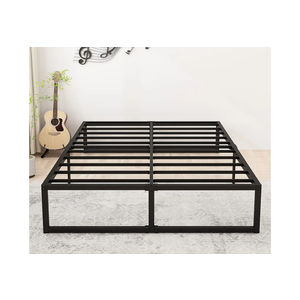 14 Inch Queen Bed Frame Heavy Duty Steel Slat Support Metal Platform Bed Frame Queen Size No Box Spring Needed, Easy Assembly, Black