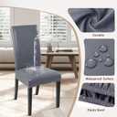 4 x SearchI Waterproof PU Leather Dining Chair Covers Set of 4, Stretch Oilproof Parsons Chair Slipcovers Removable Washable Kitchen Chair Protector for Dining Room (Gray)