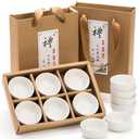 Foraineam Ceramic Sake Tea Cups Set of 10, Premium White Pottery Asia Japanese Teacups, 1.5 Ounces / 45ml Tiny Sake Cup Set Kungfu Style Tea Accessories with Handcraft Gift Box Packaging