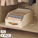 Homsorout Fabric Storage Bins for Organizing - 6 Pack Large Trapezoid Collapsible Storage Bins with Front Handle, Closet Organizers and Storage for Bedroom, Home Shelves, Small Spaces, Beige