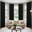 CUCRAF Black Blackout Curtains 84 inch Length 2 Panels Set, Rod Pocket Room Darkening Drapes for Bedroom Living Room, Insulated Thermal Light Blocking Window Curtain (W52 x L84 Inch)