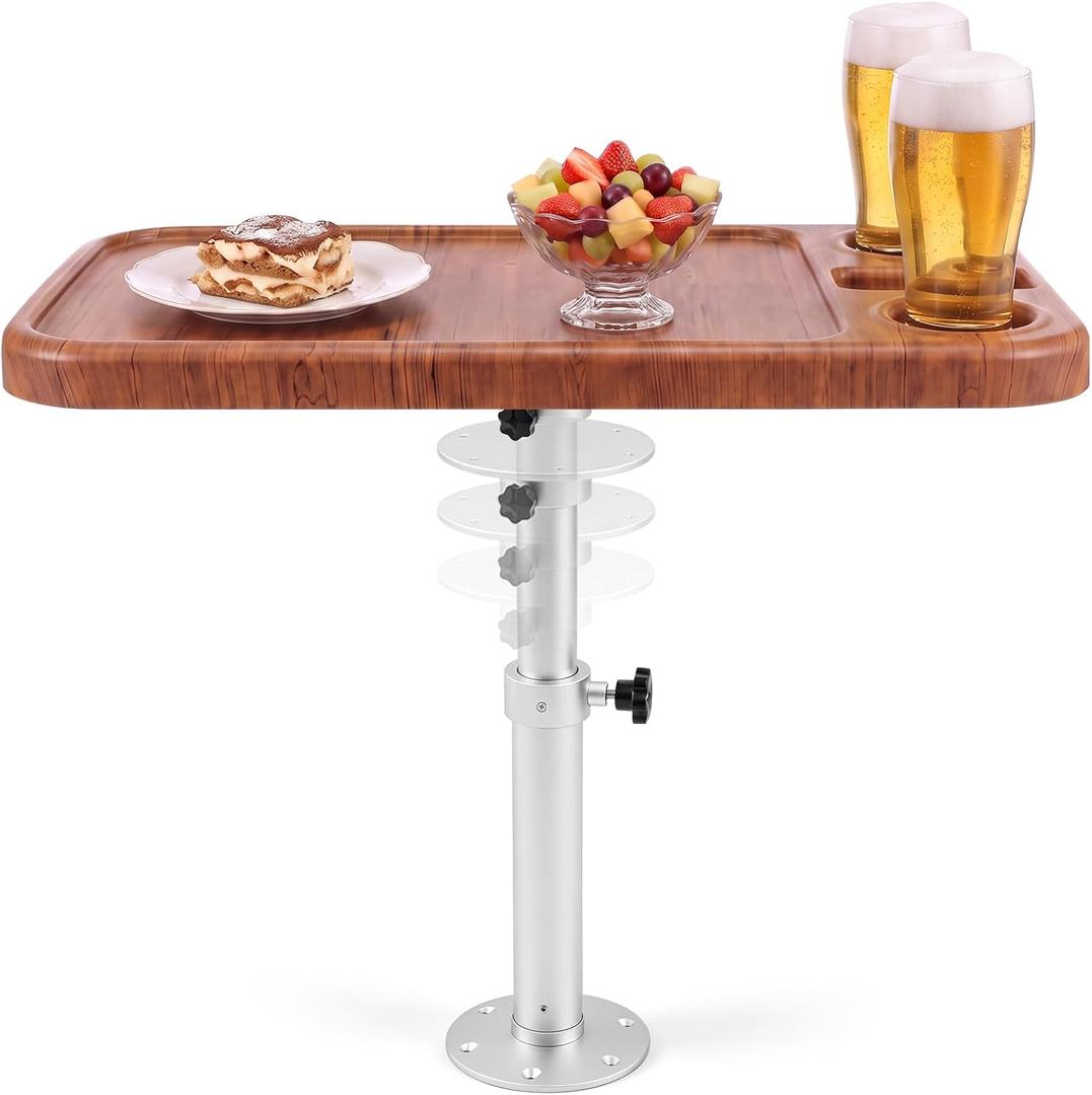 Height Adjustable Boat Table Set 18"x34" Burlywood Color Tabletop