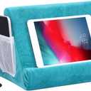 2pcs Multi-Angle Tablet Holder Cushion Stand with Net Pocket & Black Color Phone Stands Upgraded Tablet Pad Support for Phone,Pad,Books (Lakeblue)