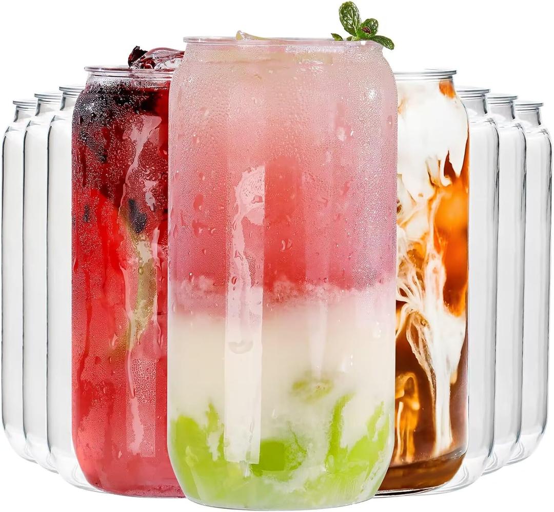 Nervure 20 Pack Can Shaped Cups - 16oz Classic Drinking Cups for Beer, Iced Coffee, Smoothie, Boba Tea, Cocktail - Cute Tumbler Cool Plastic Cup