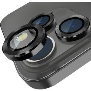 CloudValley Camera Lens Protector for iPhone 14 Pro (6.1 inch) & iPhone 14 Pro Max (6.7 inch), 9H Tempered Glass Metal Ring Camera Cover Film [Case Friendly Anti-Scratch High Definition], Black