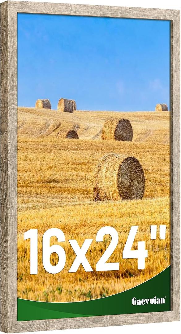 16x24 frame,Distressed Farmhouse Wood Pattern 16x24 poster frame,Display with Plexiglass,Horizontal and Vertical 24x16 frame,Wall Mount Dcor,Light Wood Grain,1Pack