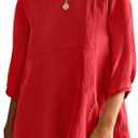 Tankaneo Womens 3/4 Sleeve Tunic Tops Casual Summer Peplum Flowy Oversized Babydoll Blouse Shirts, L