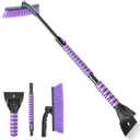 44" Ice Scraper and Snow Brush for Car Windshield with Extendable, 360 Pivoting, Soft Bristle Head, Foam Grip, for Car, Truck, SUV Window Tool (Purple)