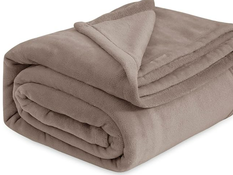 Bedsure Fleece Bed Blankets Queen Size Mocha Brown - Soft Lightweight Plush Fuzzy Cozy Luxury Blanket Microfiber, 90x90 inches