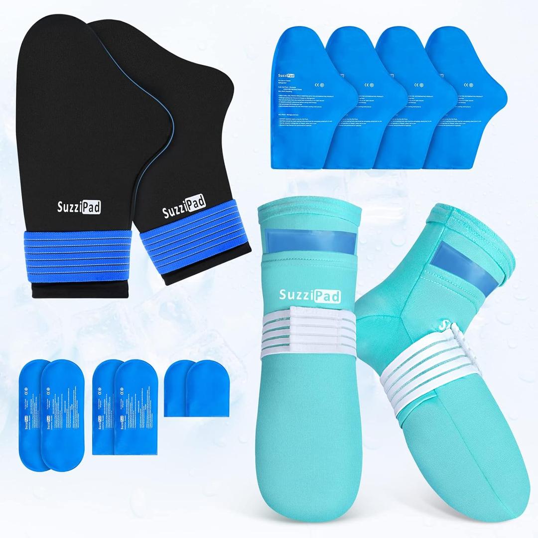 SuzziPad Cold Therapy Socks & Hand Ice Pack, Cooling Gloves for Chemotherapy, Chemo Care Package for Women and Men, S/M