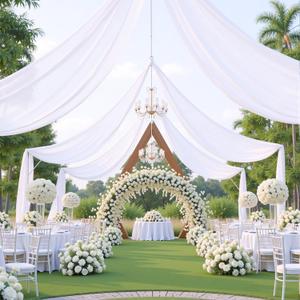 40ft10ft White Ceiling Drapes for Weddings Events Wrinkle-Free Polyester Ceiling Backdrop for Ten Canopy Church Stage Bedroom Decor 8 Panels 510ft