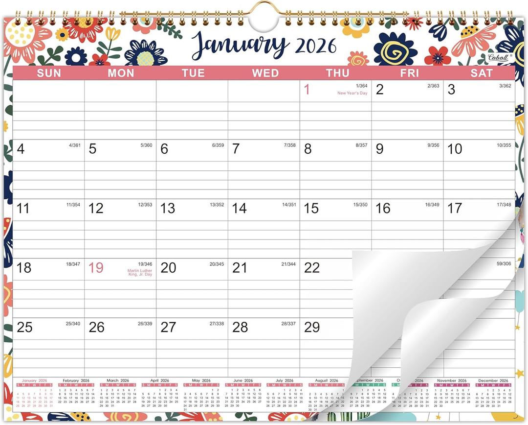 2026 Calendar - 2026 Wall Calendar, 12 Monthly Calendar 2026 from January to December, Perfect for School, Office & Home Planning, 14.75" x 11.5" (red)