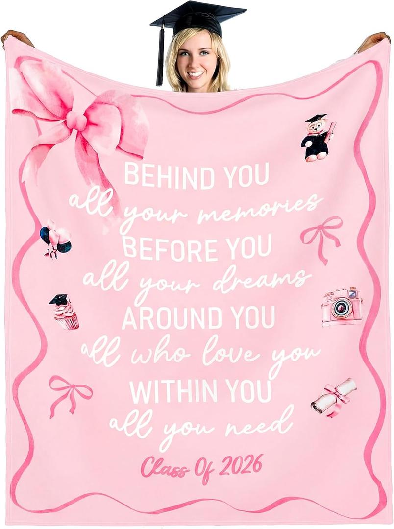 Frienda Graduation Blanket 2026 Gift for Daughter, Soft Cozy Throw Blanket with Inspirational Message, Graduation Party Decoration Photo Prop Class of 2026 Gift Ideas for Her