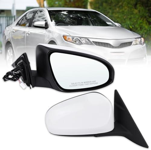 Lqito Right Passenger Side Mirror Compatible With 2012 2013 2014 Toyota Camry with Manual Folding Power Glass Non-Heated White Replace#87908-06400(3Pins)