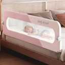 Bed Rail for Toddlers, Foldable Baby Bed Rail Guard, Adjustable, Safety, Convenient, Guard Rails with Twin, Full, Queen& King Size (Pink Patchwork, 71inch), 1 Side:71inch