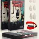 YVELINES 3 Sizes Vampire Teeth Fangs with Upgraded Reusable Adhesive, Vampire Fang for Adults, Realistic Vampire Teeth, Halloween Realistic Vampire Fangs(13mm,15mm,17mm) (13 15 17)