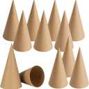 TFTAFAN 12 PCS Thick Paper Mache Cones, Christmas Cardboard Craft Bulk, Open Bottom for Halloween Valentine's Day DIY Gnomes Ornament Tree Decorations (6 Inches)
