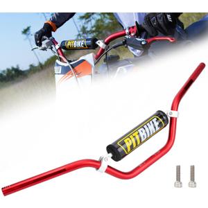 Universal 7/8 Inch 22mm Dirt Bike Handlebars, Upgraded Pit Bike Handlebar with Foam Pad for Motocross CRF YZF KXF KLX RMZ DRZ Pit Dirt Bike ATV Quad - Red