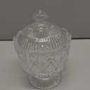 Lyellfe Glass Candy Dish with Lid, 40 Oz Large Clear Covered Cookie Bowl, Decorative Embossed Food Storage Container for Candy Buffet, Office Desk, Lead-free, Dishwasher Safe