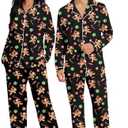 RAISEVERN Couples Christmas Matching Pajama Women, Men Xmas Pjs Soft Pajama Set Long Sleeve Loungewear Warm Sleepwear. Size XL Gingerbread