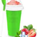 Frozen Magic Slushy Maker Cup - Slushie Cup for Making Various Milkshakes and Ice Creams,Double-Layer Squeeze Reusable Smoothie Cup - Great Gifts for Family and Friends (Green)