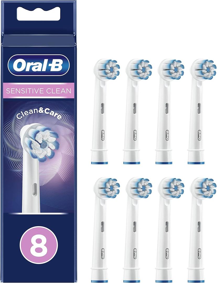 Oral-B Sensitive Clean Replacement Brush Heads x 8 Original Refill for Electric Toothbrush, White