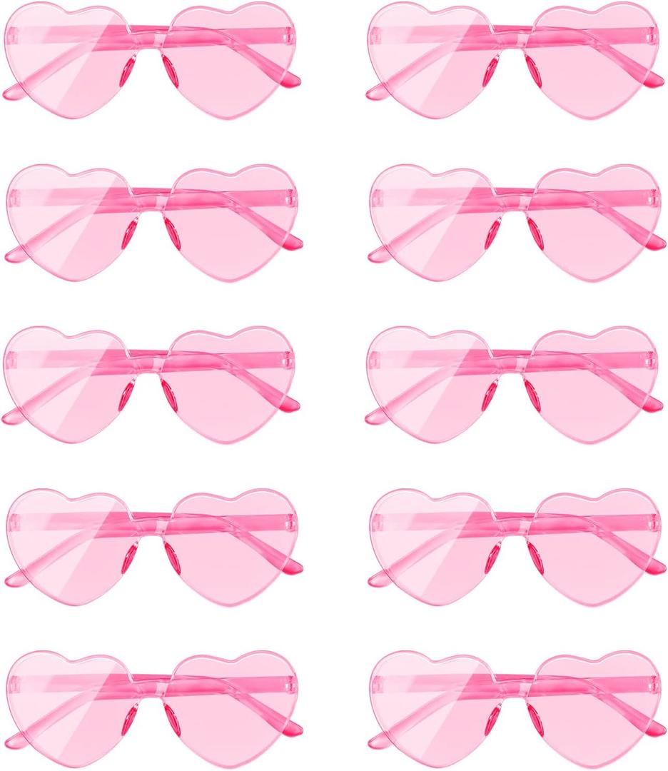 AEAHALY Heart Sunglasses for Women and Men Rimless Heart Shaped Sunglasses Heart Glasses Bachelorette Bride Party Favor, (7 Count)