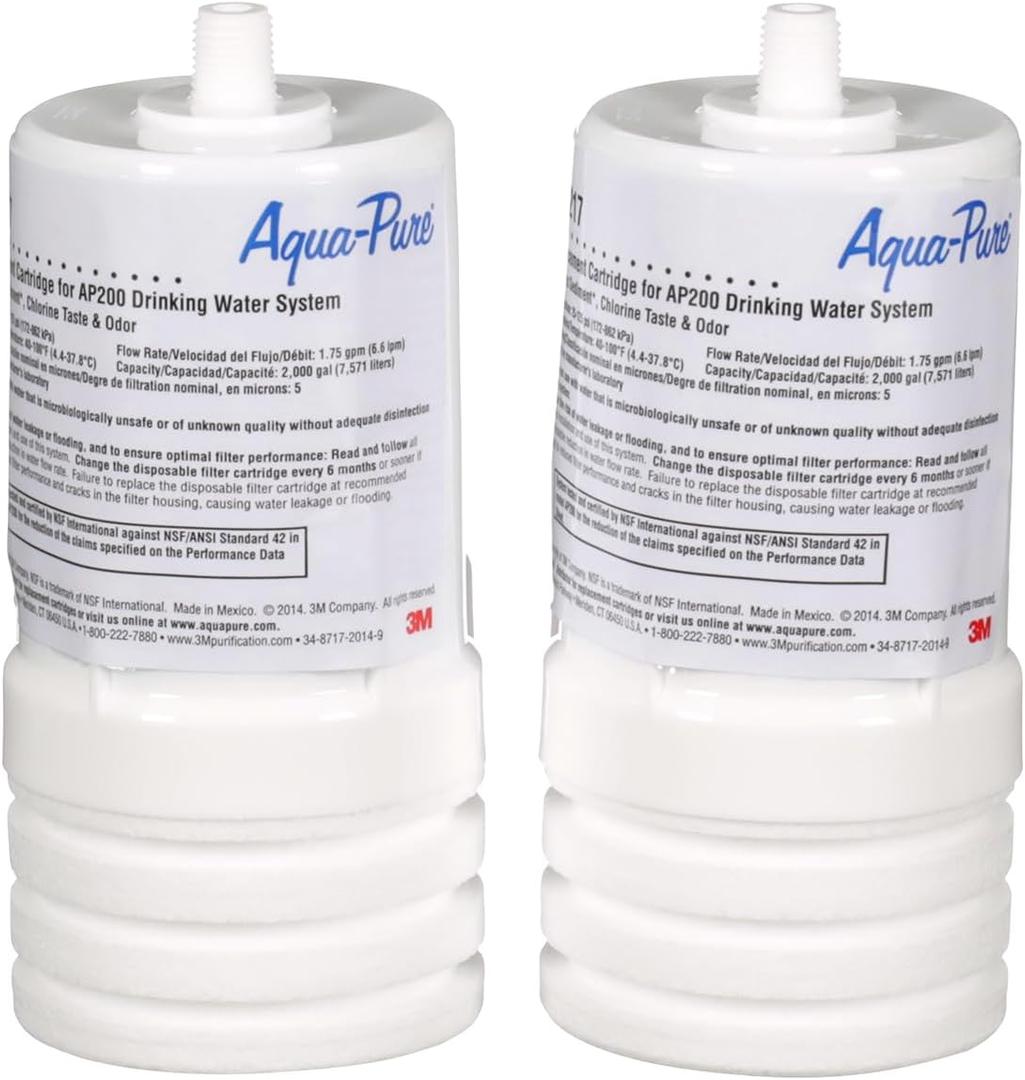 3M Aqua-Pure Under Sink Replacement Water Filter Cartridge AP217, for use in AP200 System (2-pack)