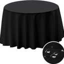BYDOLL Table Cloth 60 Inch Round Tablecloth Fits Max50 Inch Diameter Table Top,Black Polyester Washable Wrinkle-Free Spillproof Tablecloth for Party Patio Cover