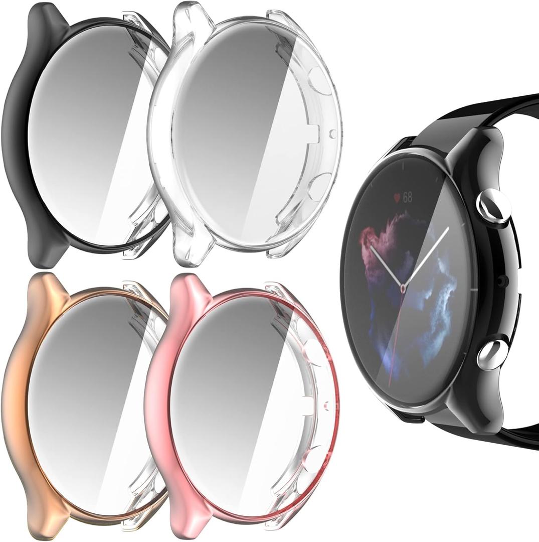 ECSEM Case Compatible with Amazfit GTR 3/GTR 3 Pro Screen Protector,Full Cover Protective Case TPU Plated Bumper Protector Case All-Around Shell for Amazfit GTR 3/GTR 3 Pro Smartwatch Accessory