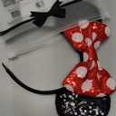 Mouse Ears Headbands with Bow Minnie Ears Cosplay Costume Hair Accessories for Women Birthday Party Decoration (1 Pc:black With Red Polka Dot Bow)