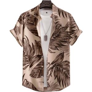 MapleHub Men's Casual Shirts Short Sleeve Button Down Shirt for Beach Summer Vacation (M)