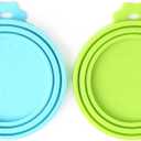 Comtim Pet Food Can Cover Silicone Can Lids for Dog and Cat Food(Universal Size,One fit 3 Standard Size Food Cans),Blue and Green