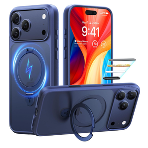 TORRAS Ostand for iPhone 17 Pro Case Magnetic, Fit for MagSafe, 4X Military Drop Protection, Camera Control, Slim Phone Case for iPhone 17 Pro with Kickstand, Translucent Matte Cover 6.3", Deep Blue