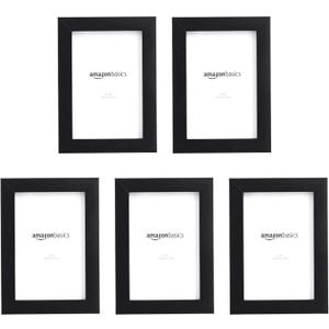 Amazon Basics Rectangular Photo Picture Frame, 6 x 4 inches, Pack of 5, Black