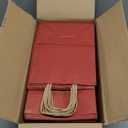 bagmad 100 Pack 8x4.75x10 Inch Medium Red Gift Paper Bags with Handles Bulk, Kraft Bags, Craft Grocery Shopping Retail Party Favors Wedding Business Sacks (Red, 100pcs)